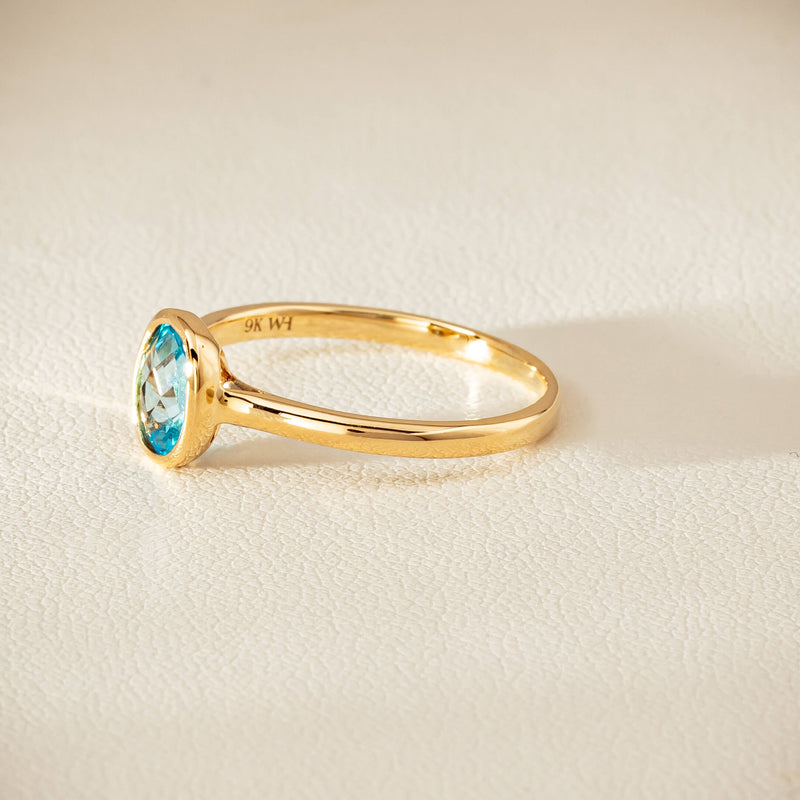 9ct Yellow Gold Blue Topaz Iris Ring - Ring - Walker & Hall