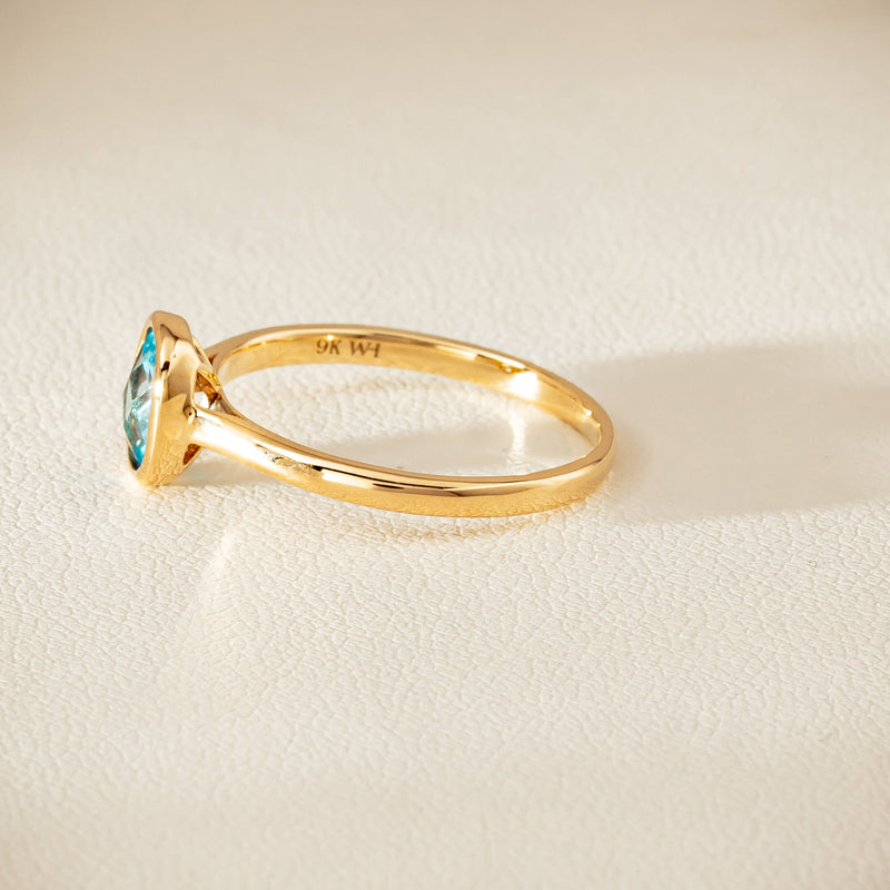 9ct Yellow Gold Blue Topaz Iris Ring - Ring - Walker & Hall