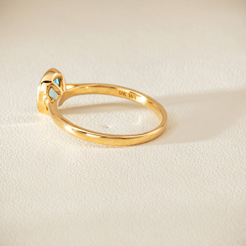 9ct Yellow Gold Blue Topaz Iris Ring - Ring - Walker & Hall