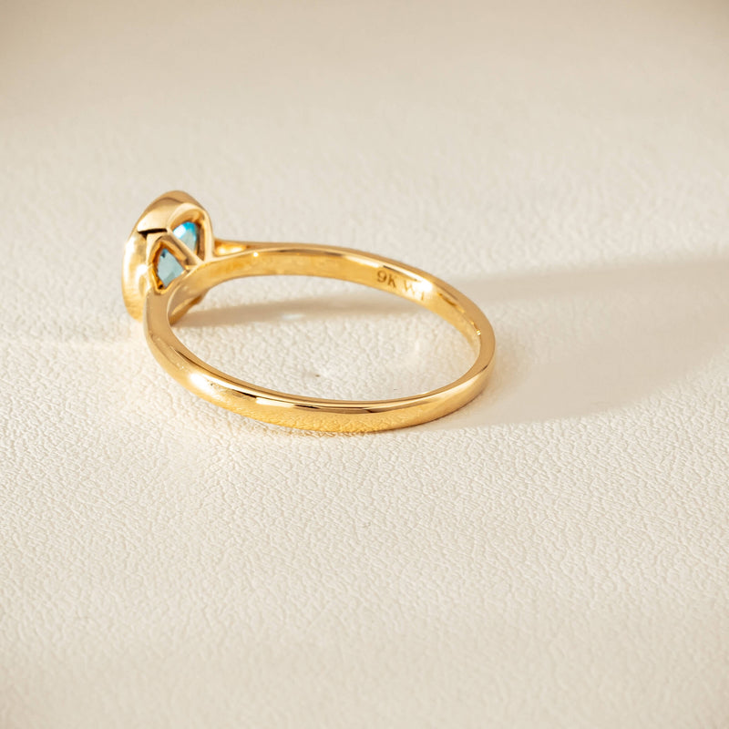 9ct Yellow Gold Blue Topaz Iris Ring - Ring - Walker & Hall