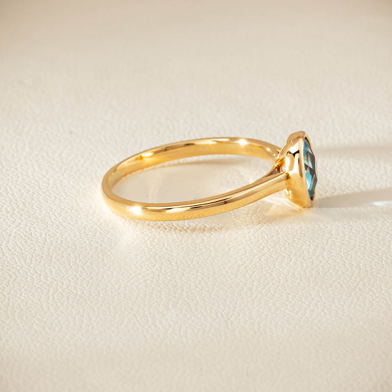9ct Yellow Gold Blue Topaz Iris Ring - Ring - Walker & Hall
