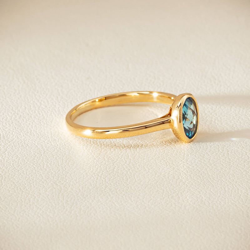 9ct Yellow Gold Blue Topaz Iris Ring - Ring - Walker & Hall