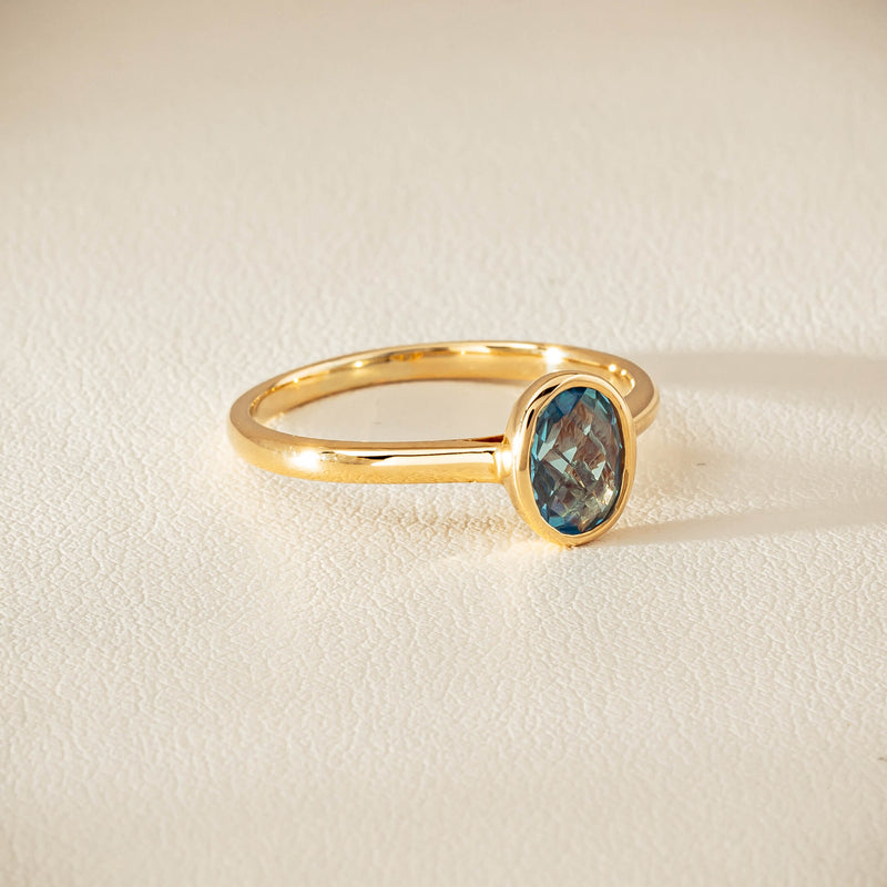 9ct Yellow Gold Blue Topaz Iris Ring - Ring - Walker & Hall