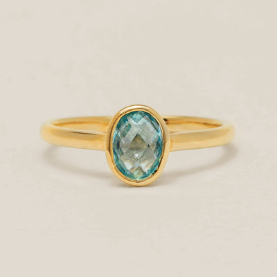 9ct Yellow Gold Blue Topaz Iris Ring - Ring - Walker & Hall