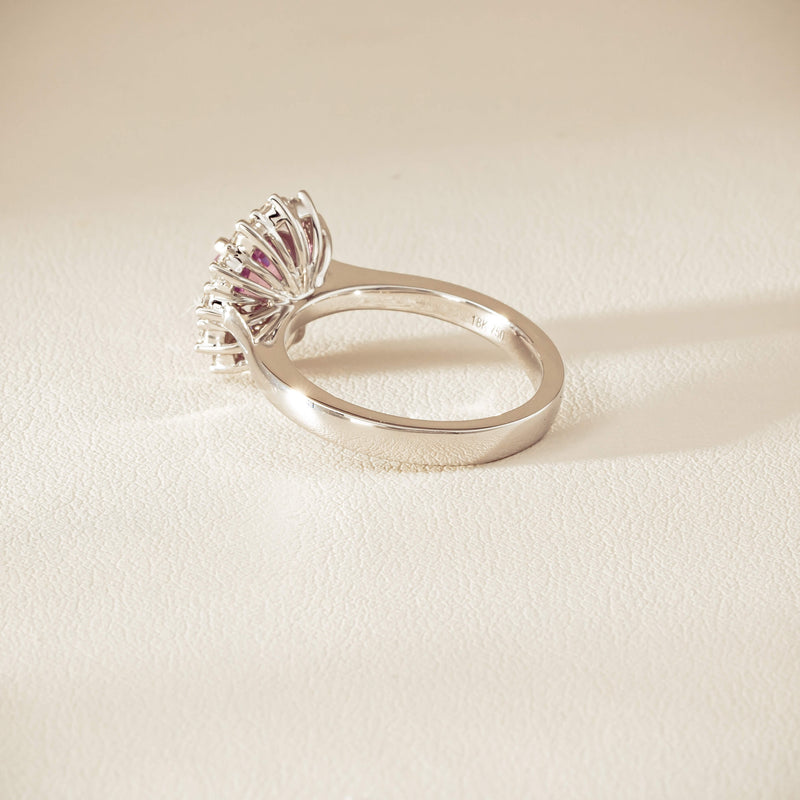 18ct White Gold 2.03ct Pink Sapphire & Diamond Belle Ring - Ring - Walker & Hall