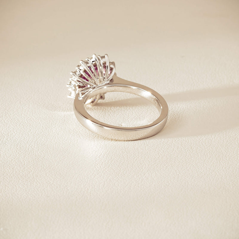 18ct White Gold 2.03ct Pink Sapphire & Diamond Belle Ring - Ring - Walker & Hall