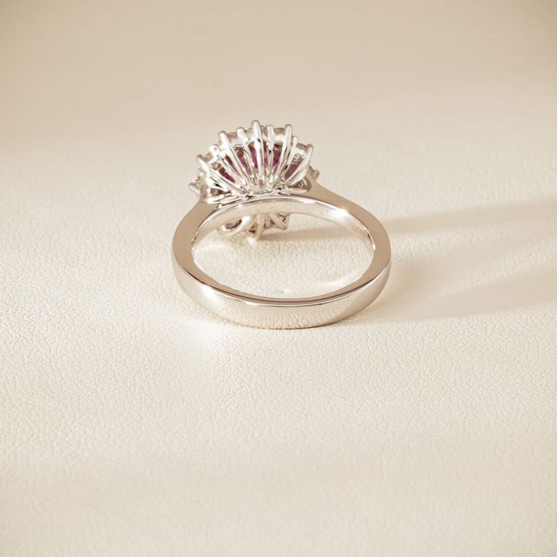 18ct White Gold 2.03ct Pink Sapphire & Diamond Belle Ring - Ring - Walker & Hall