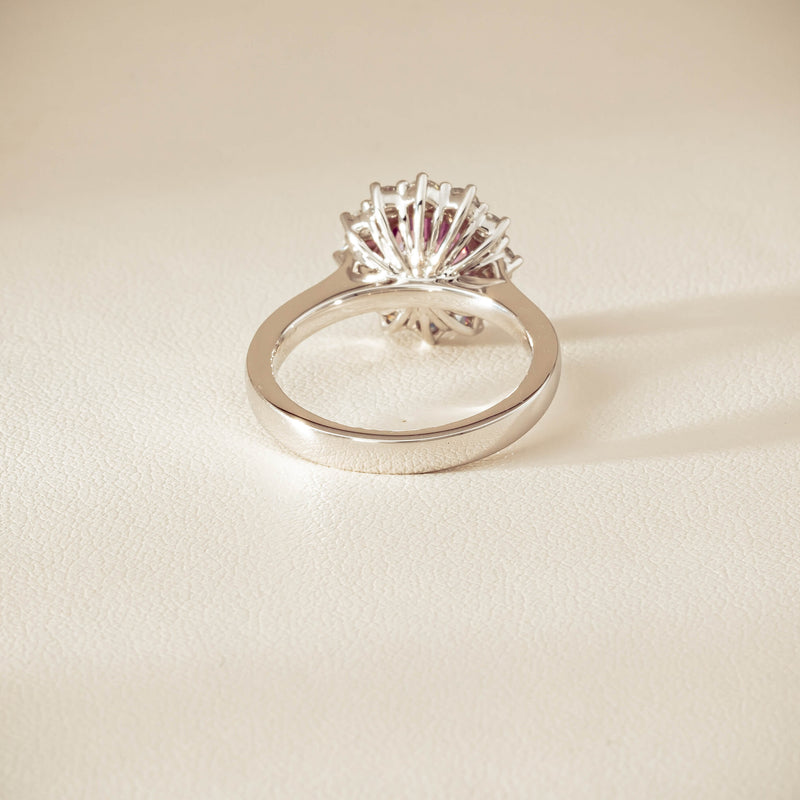 18ct White Gold 2.03ct Pink Sapphire & Diamond Belle Ring - Ring - Walker & Hall