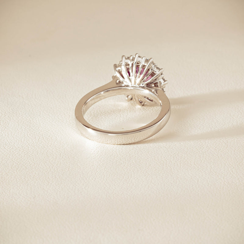 18ct White Gold 2.03ct Pink Sapphire & Diamond Belle Ring - Ring - Walker & Hall