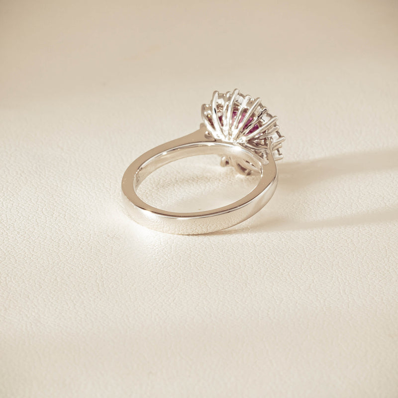 18ct White Gold 2.03ct Pink Sapphire & Diamond Belle Ring - Ring - Walker & Hall