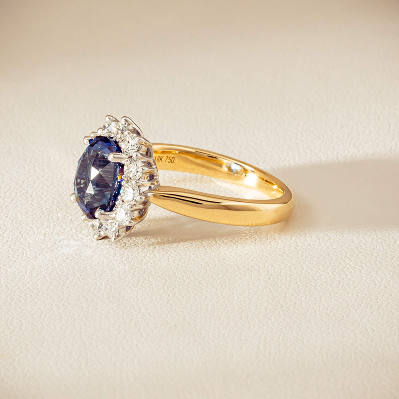 18ct Yellow Gold 2.53ct Sapphire & Diamond Belle Ring - Ring - Walker & Hall
