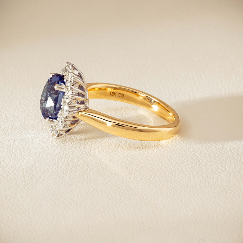 18ct Yellow Gold 2.53ct Sapphire & Diamond Belle Ring - Ring - Walker & Hall