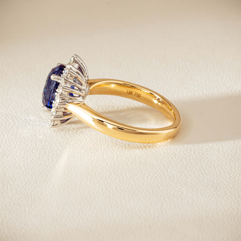 18ct Yellow Gold 2.53ct Sapphire & Diamond Belle Ring - Ring - Walker & Hall