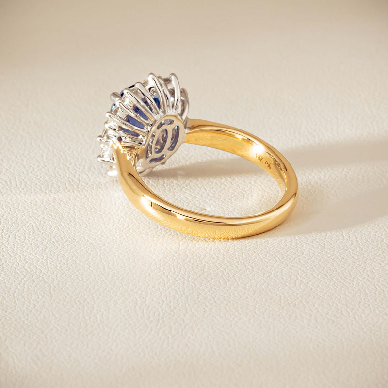 18ct Yellow Gold 2.53ct Sapphire & Diamond Belle Ring - Ring - Walker & Hall