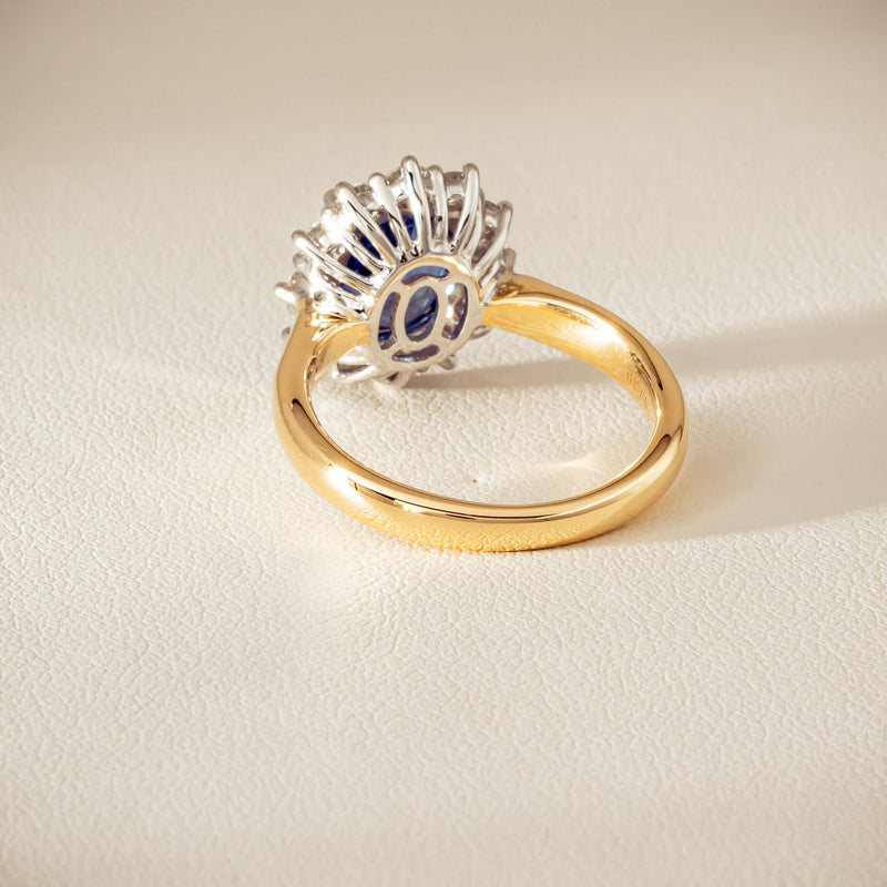 18ct Yellow Gold 2.53ct Sapphire & Diamond Belle Ring - Ring - Walker & Hall
