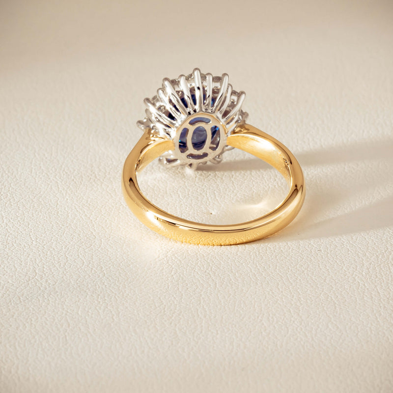 18ct Yellow Gold 2.53ct Sapphire & Diamond Belle Ring - Ring - Walker & Hall