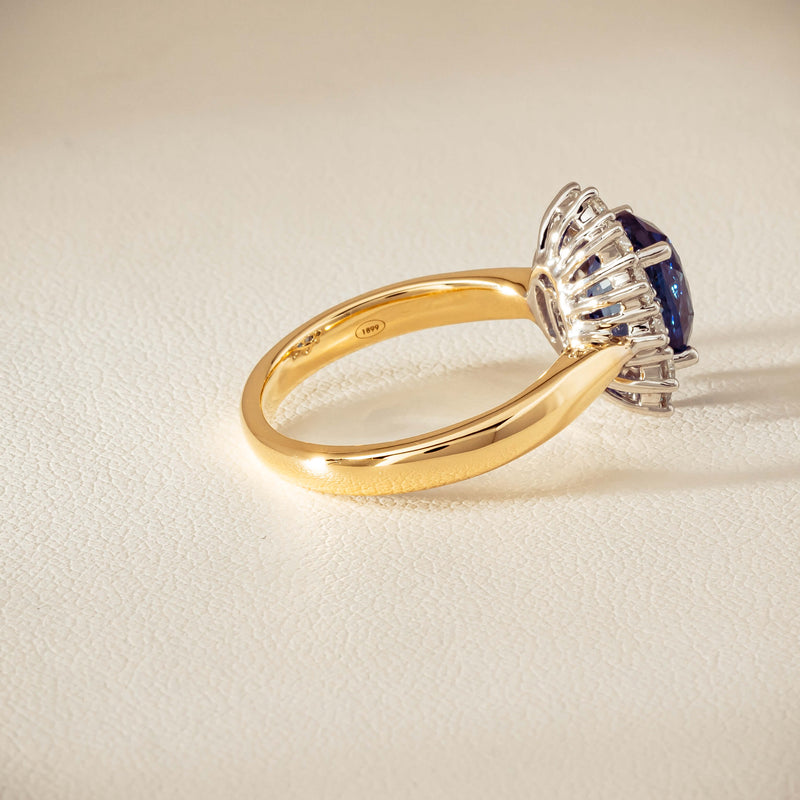 18ct Yellow Gold 2.53ct Sapphire & Diamond Belle Ring - Ring - Walker & Hall