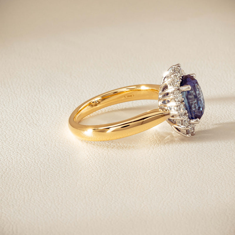 18ct Yellow Gold 2.53ct Sapphire & Diamond Belle Ring - Ring - Walker & Hall