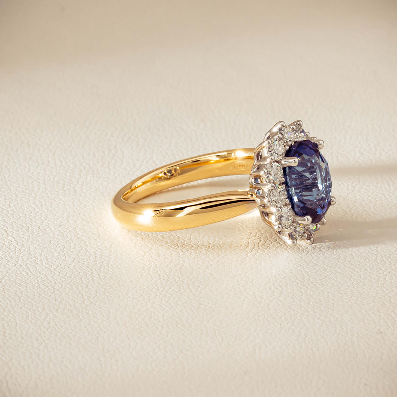 18ct Yellow Gold 2.53ct Sapphire & Diamond Belle Ring - Ring - Walker & Hall