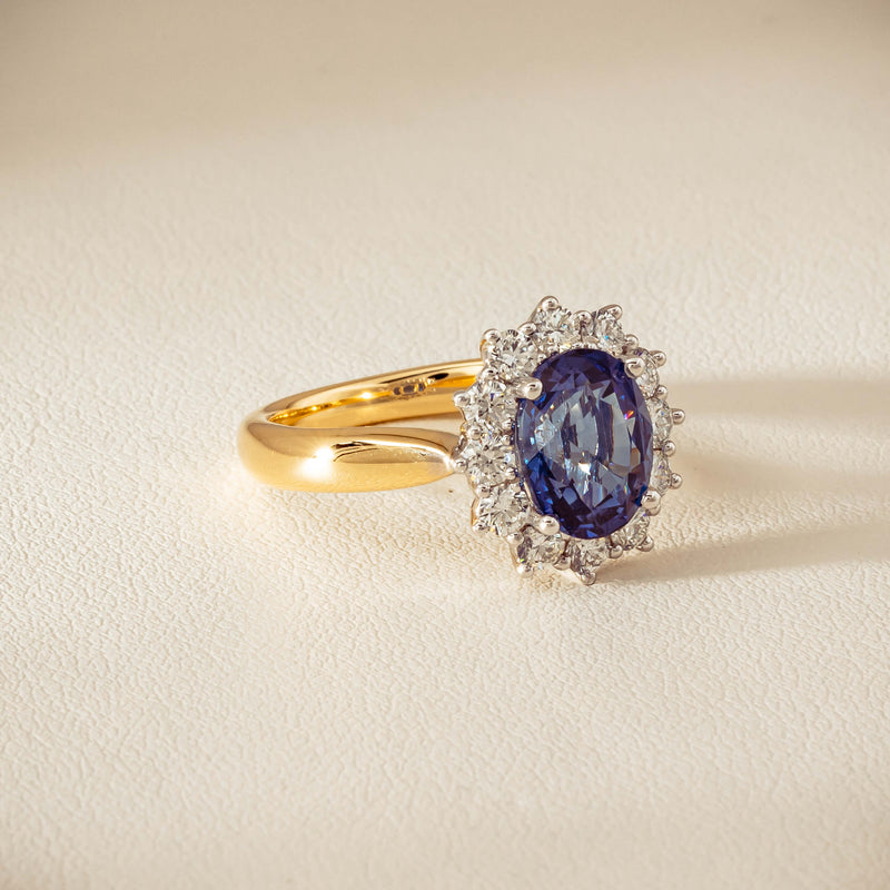 18ct Yellow Gold 2.53ct Sapphire & Diamond Belle Ring - Ring - Walker & Hall