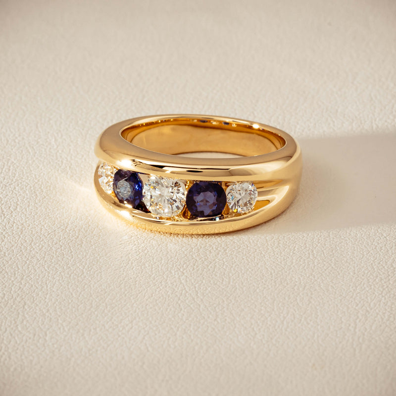 18ct Yellow Gold Sapphire & Diamond Eugenie Ring - Ring - Walker & Hall