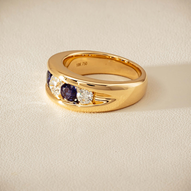 18ct Yellow Gold Sapphire & Diamond Eugenie Ring - Ring - Walker & Hall