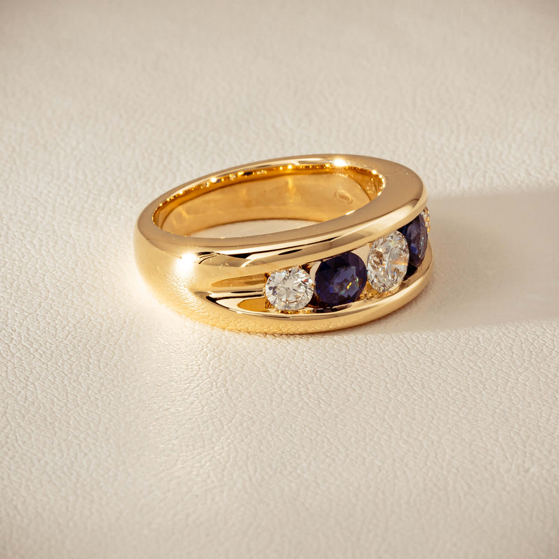18ct Yellow Gold Sapphire & Diamond Eugenie Ring - Ring - Walker & Hall