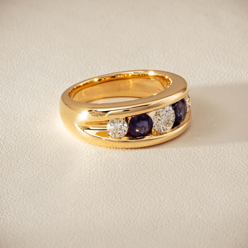 18ct Yellow Gold Sapphire & Diamond Eugenie Ring - Ring - Walker & Hall