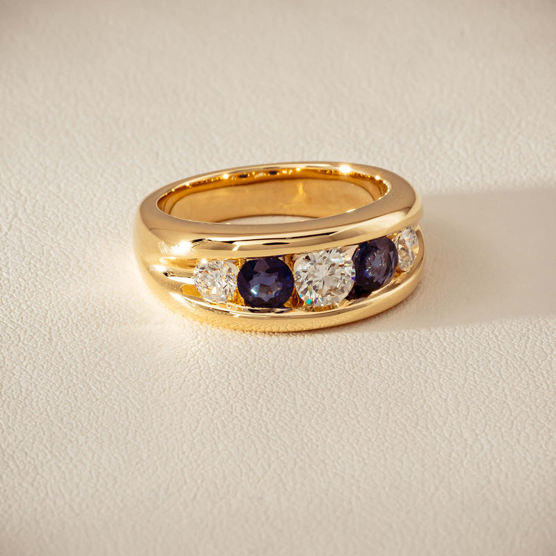 18ct Yellow Gold Sapphire & Diamond Eugenie Ring - Ring - Walker & Hall