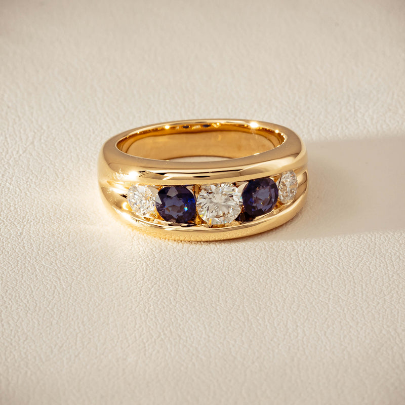 18ct Yellow Gold Sapphire & Diamond Eugenie Ring - Ring - Walker & Hall