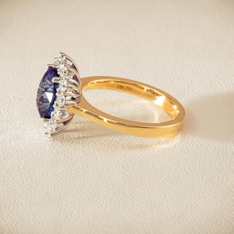 18ct Yellow Gold 3.60ct Sapphire & Diamond Belle Ring - Ring - Walker & Hall