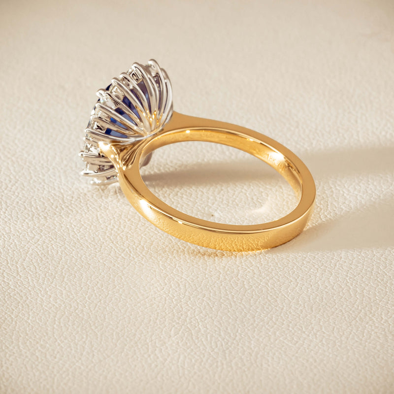 18ct Yellow Gold 3.60ct Sapphire & Diamond Belle Ring - Ring - Walker & Hall