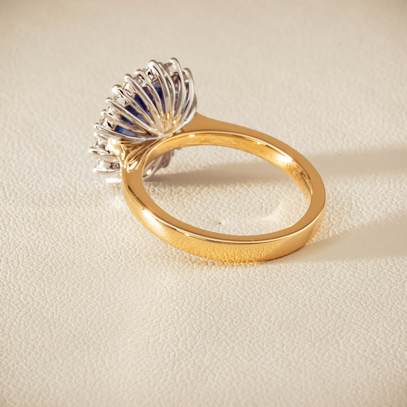 18ct Yellow Gold 3.60ct Sapphire & Diamond Belle Ring - Ring - Walker & Hall