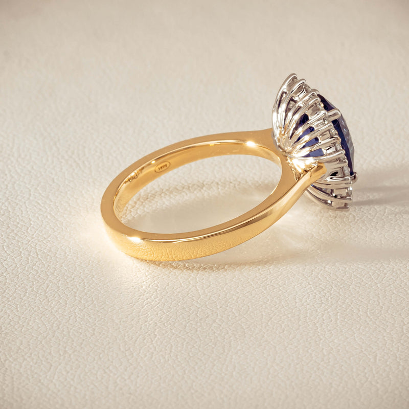 18ct Yellow Gold 3.60ct Sapphire & Diamond Belle Ring - Ring - Walker & Hall