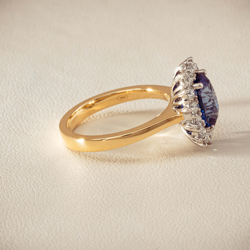 18ct Yellow Gold 3.60ct Sapphire & Diamond Belle Ring - Ring - Walker & Hall