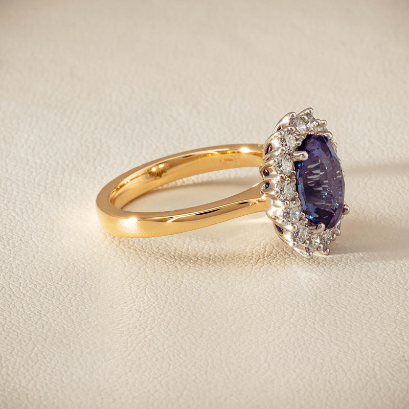 18ct Yellow Gold 3.60ct Sapphire & Diamond Belle Ring - Ring - Walker & Hall
