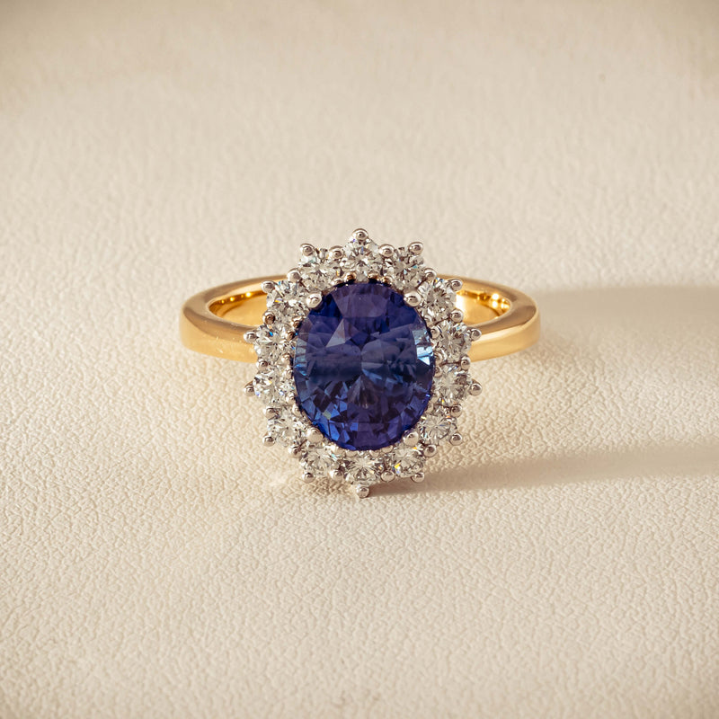 18ct Yellow Gold 3.60ct Sapphire & Diamond Belle Ring - Ring - Walker & Hall
