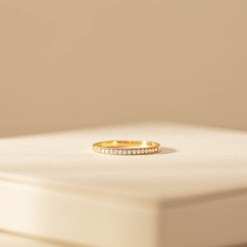 18ct Yellow Gold .12ct Diamond Aurora Band-Ring-Walker & Hall