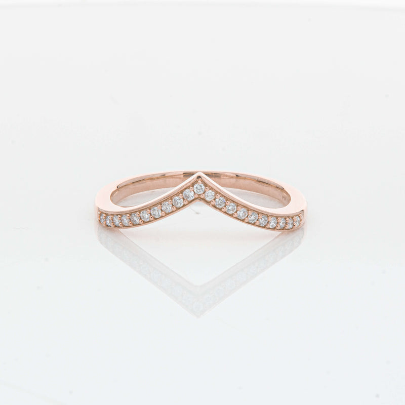 14ct Rose Gold Diamond Chevron Band-Ring-Walker & Hall