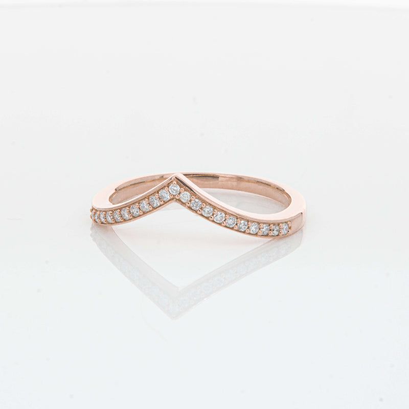 14ct Rose Gold Diamond Chevron Band-Ring-Walker & Hall