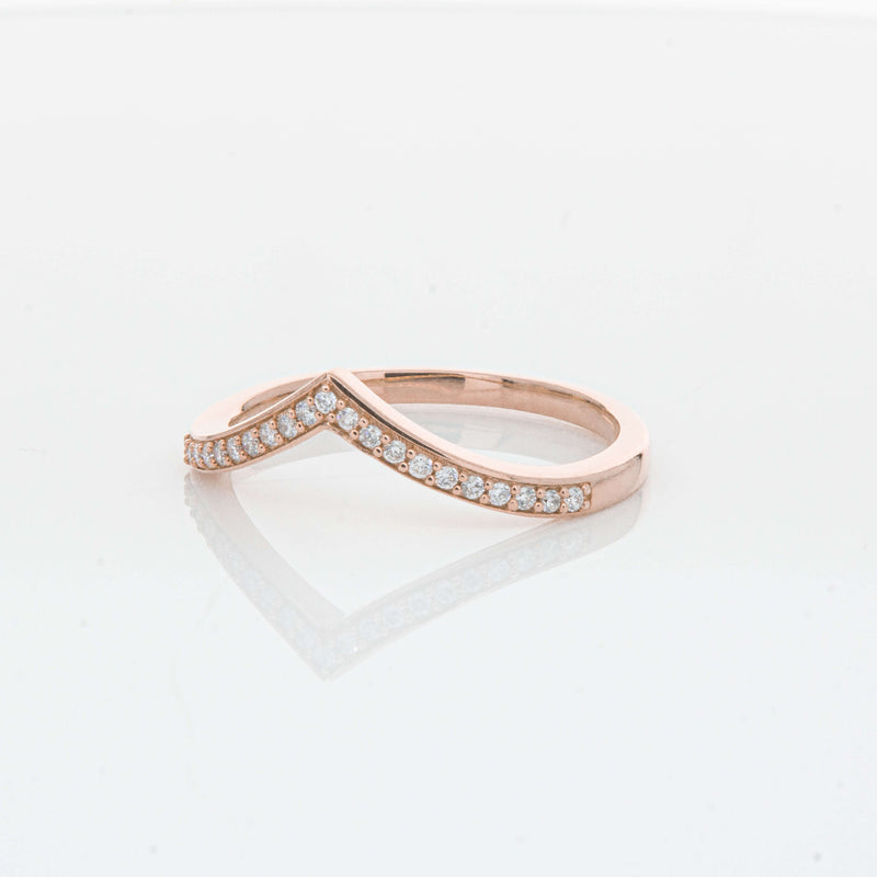 14ct Rose Gold Diamond Chevron Band-Ring-Walker & Hall