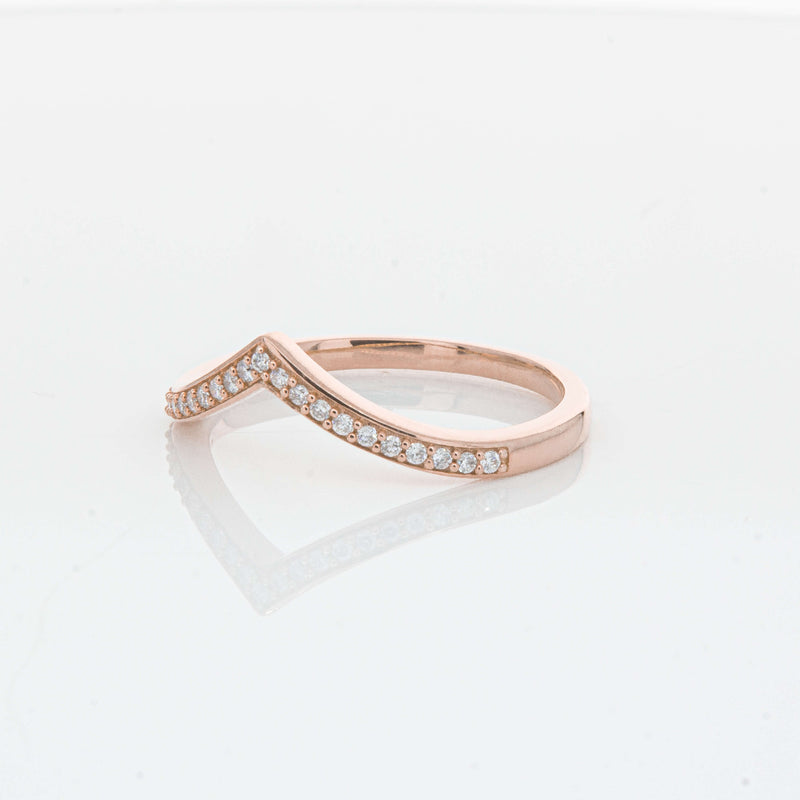 14ct Rose Gold Diamond Chevron Band-Ring-Walker & Hall