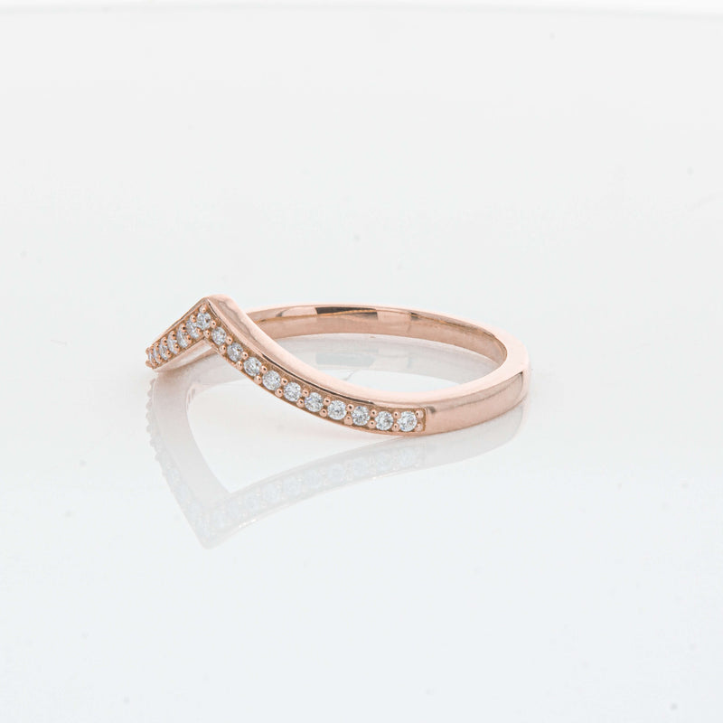 14ct Rose Gold Diamond Chevron Band-Ring-Walker & Hall
