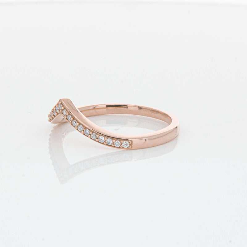 14ct Rose Gold Diamond Chevron Band-Ring-Walker & Hall