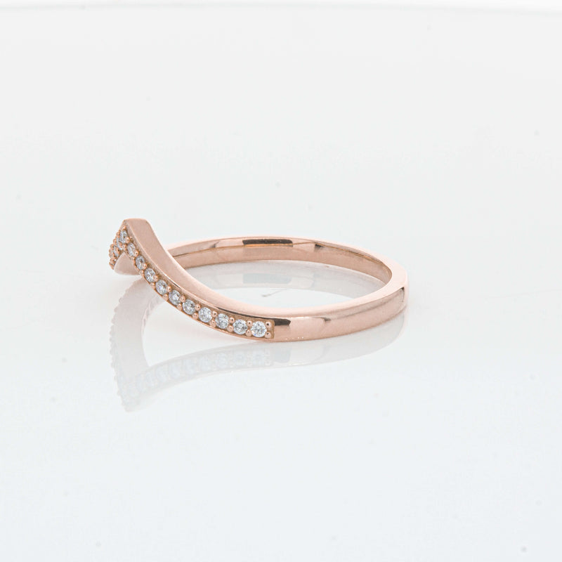 14ct Rose Gold Diamond Chevron Band-Ring-Walker & Hall