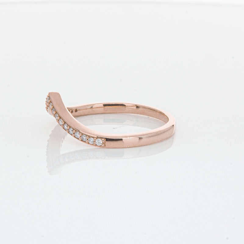 14ct Rose Gold Diamond Chevron Band-Ring-Walker & Hall