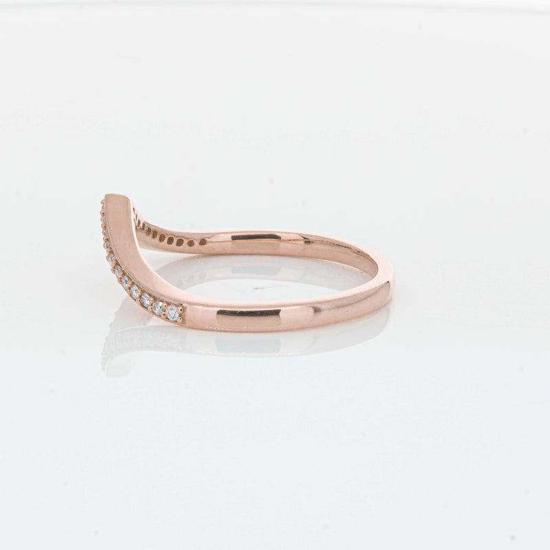 14ct Rose Gold Diamond Chevron Band-Ring-Walker & Hall
