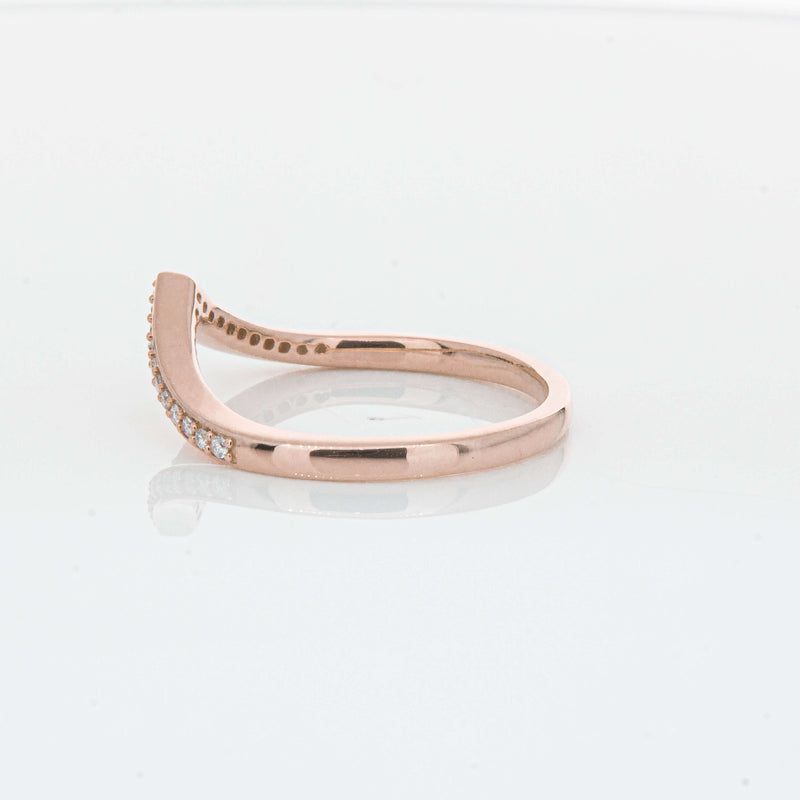 14ct Rose Gold Diamond Chevron Band-Ring-Walker & Hall