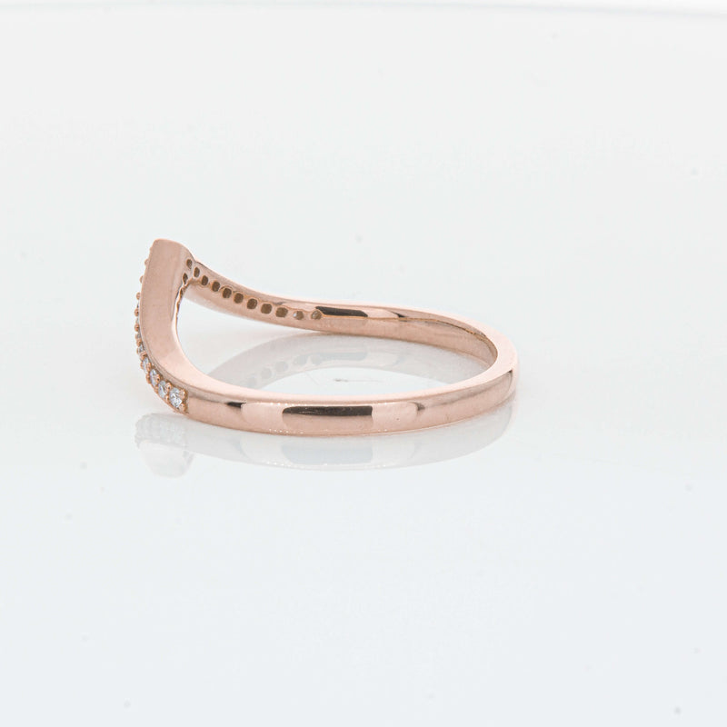 14ct Rose Gold Diamond Chevron Band-Ring-Walker & Hall