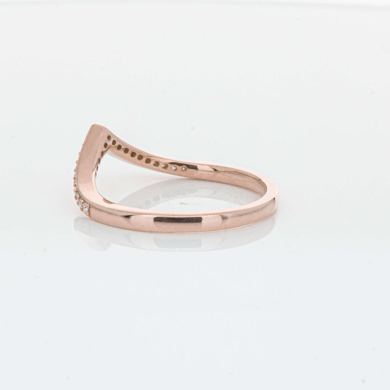 14ct Rose Gold Diamond Chevron Band-Ring-Walker & Hall